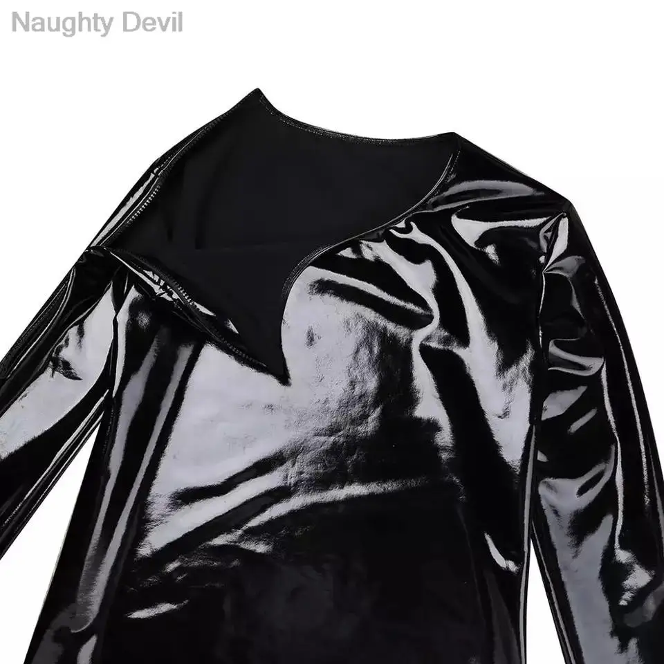 Mens Sexy Glossy PVC Leather Long Sleeve Shirt Erotic Shaping Latex Casual Coat Male Shiny Metallic Patent Leather for man