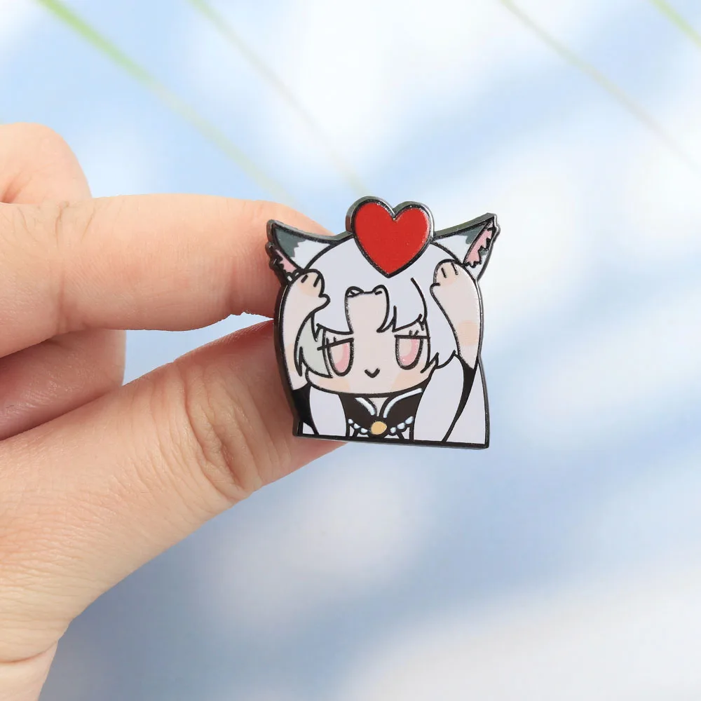 Naraka Bladepoint Hu Tao Herz-Katzenohren-Mädchen Emaille-Pin Niedliche Anime-Anstecknadel Cartoon-Brosche für Kleidung Rucksack Fan-Geschenk – Detail 7