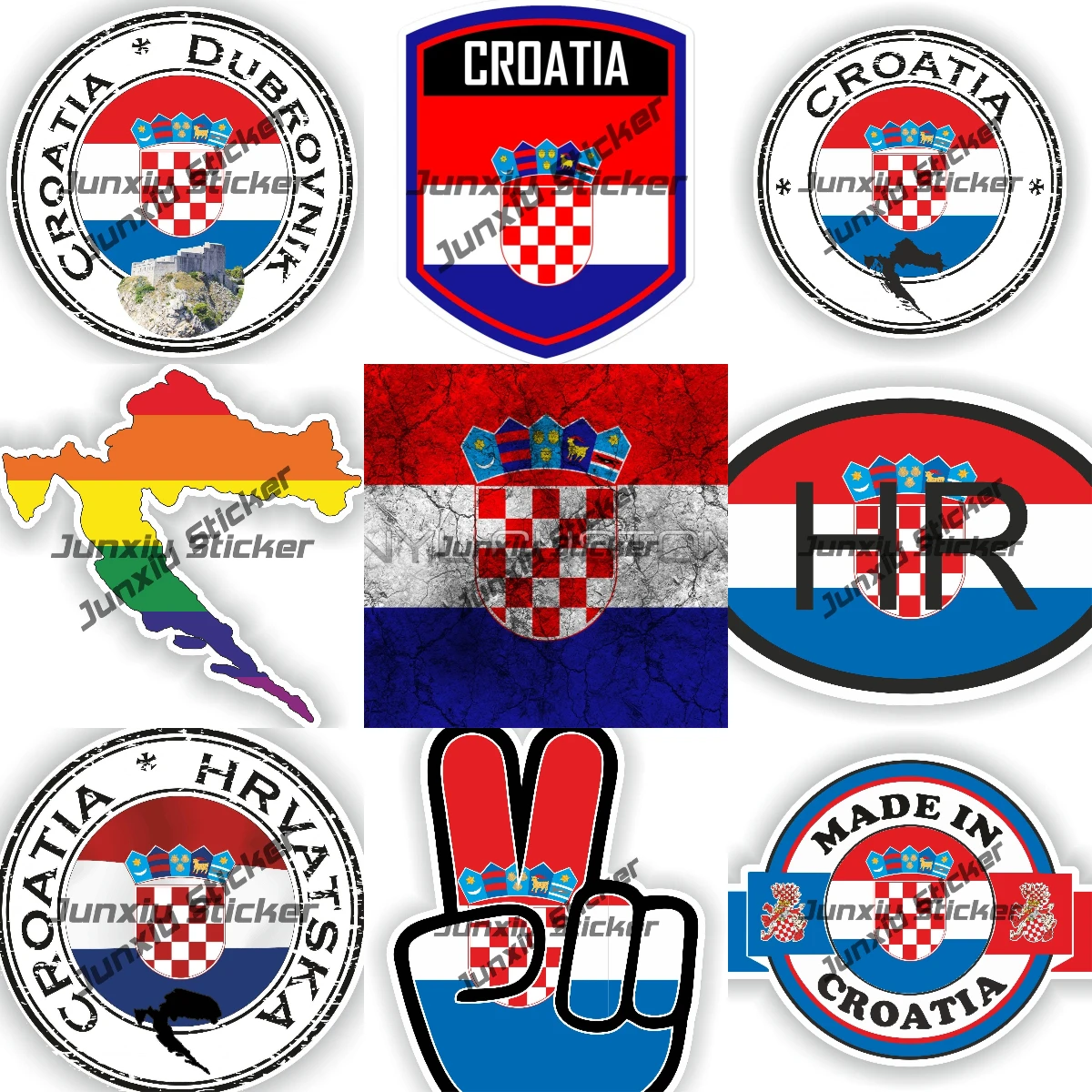 

Croatia Coat of Arms Flag Emblem High-Quality Vinyl Car Stickers Dubrovnik HRVATSKA Croatia Round Seal Gay Rainbow Map Decor