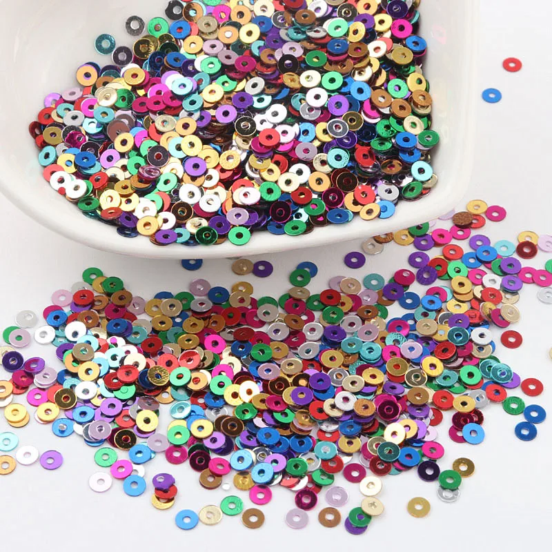 Glitter Sequins 3mm 4mm 5mm 6mm Paillettes Flat Round Loose Sequin for Sewing Wedding Craft Garments Scrapbooking Accessories