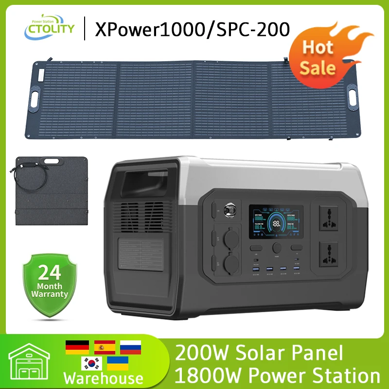 

Germany Warehouse In Stock 1800w Portable Power Station With 200W Solar Panel 220v AC Outlets Lifepo4 Battery Solar Generator
