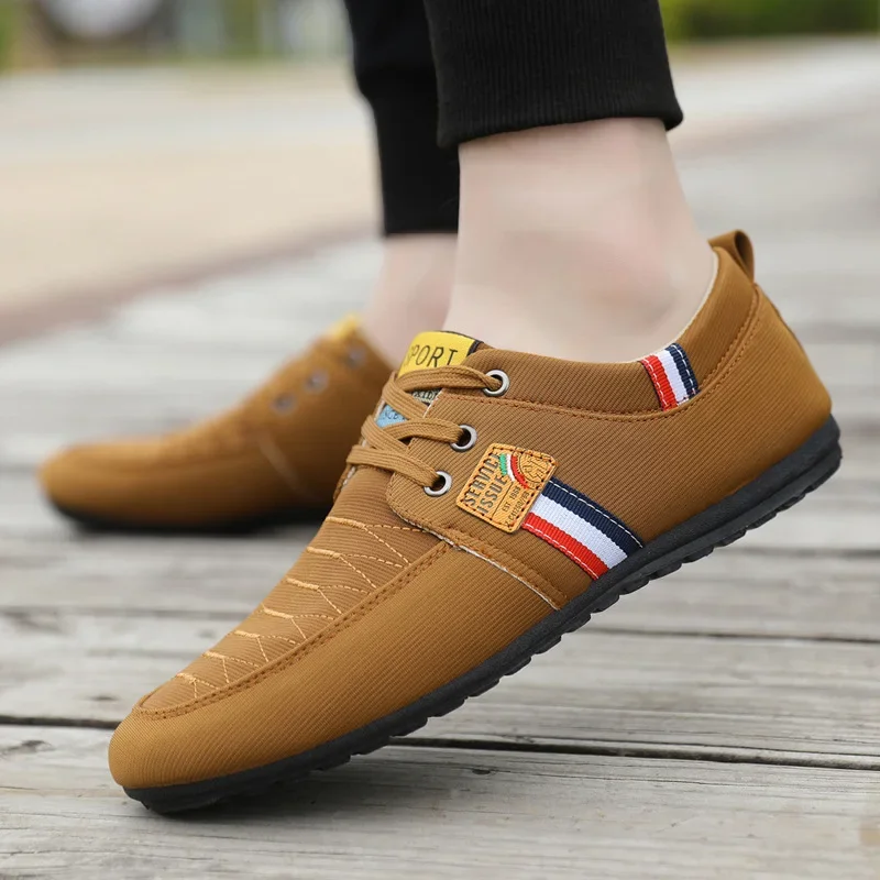 Flag Men‘s Casual Shoes Lace-up Work Shoes for Men Patchwork Casual Sneakers Outdoor Breathable Canvas Non-Slip Man Hiking Shoes