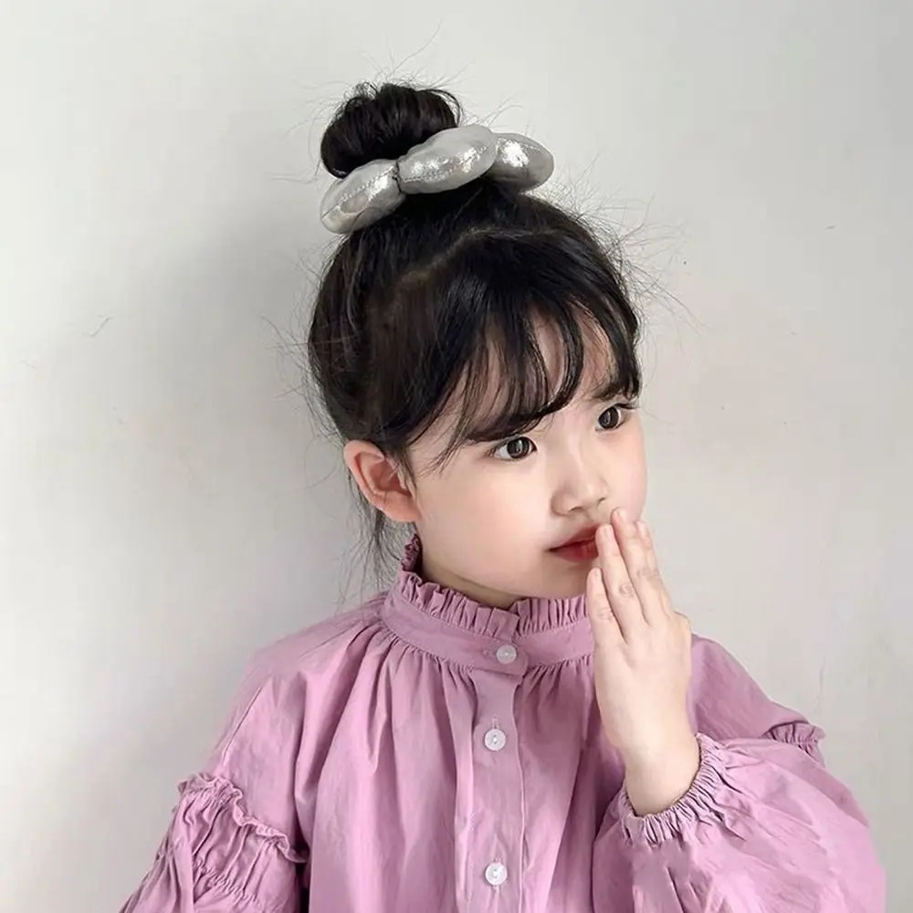 Flower Shape Children's Flower Scrunchies Sponge Cotton Filled Large Hair Scrunchies Cloth Ponytail Holder Elastic Hair Rope