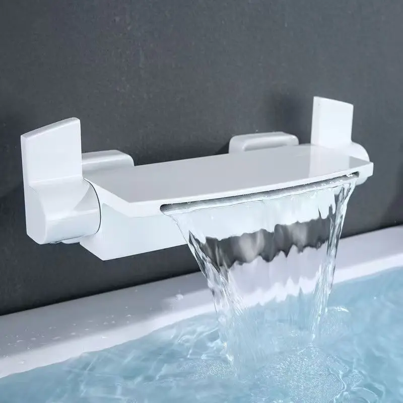 New Arrival Double-Handle Gold Bath Tub Shower Mixer Polished Chrome Bathroom Wall-Mounted Waterfall Faucet Massage Jet For