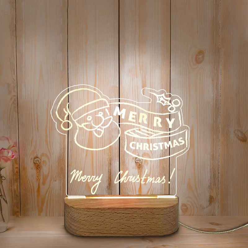 

Personalized USB Lamp Acrylic LED Night Light For Santa Clause Christmas Domestic Decoration