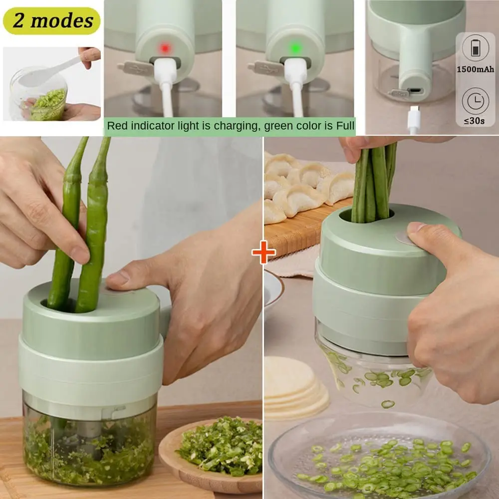 4 in 1 Handheld Electric Vegetable Cutter Set, Gatling Vegetable Slicer, Wireless Electric Food Chopper, Mini Handheld Food