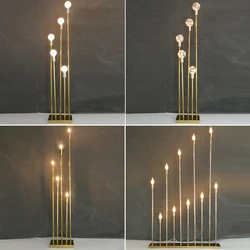 2 Pcs 10 Heads Metal Candelabra Electric Candle Holders Wedding Table Centerpiece Road Lead Home Decor