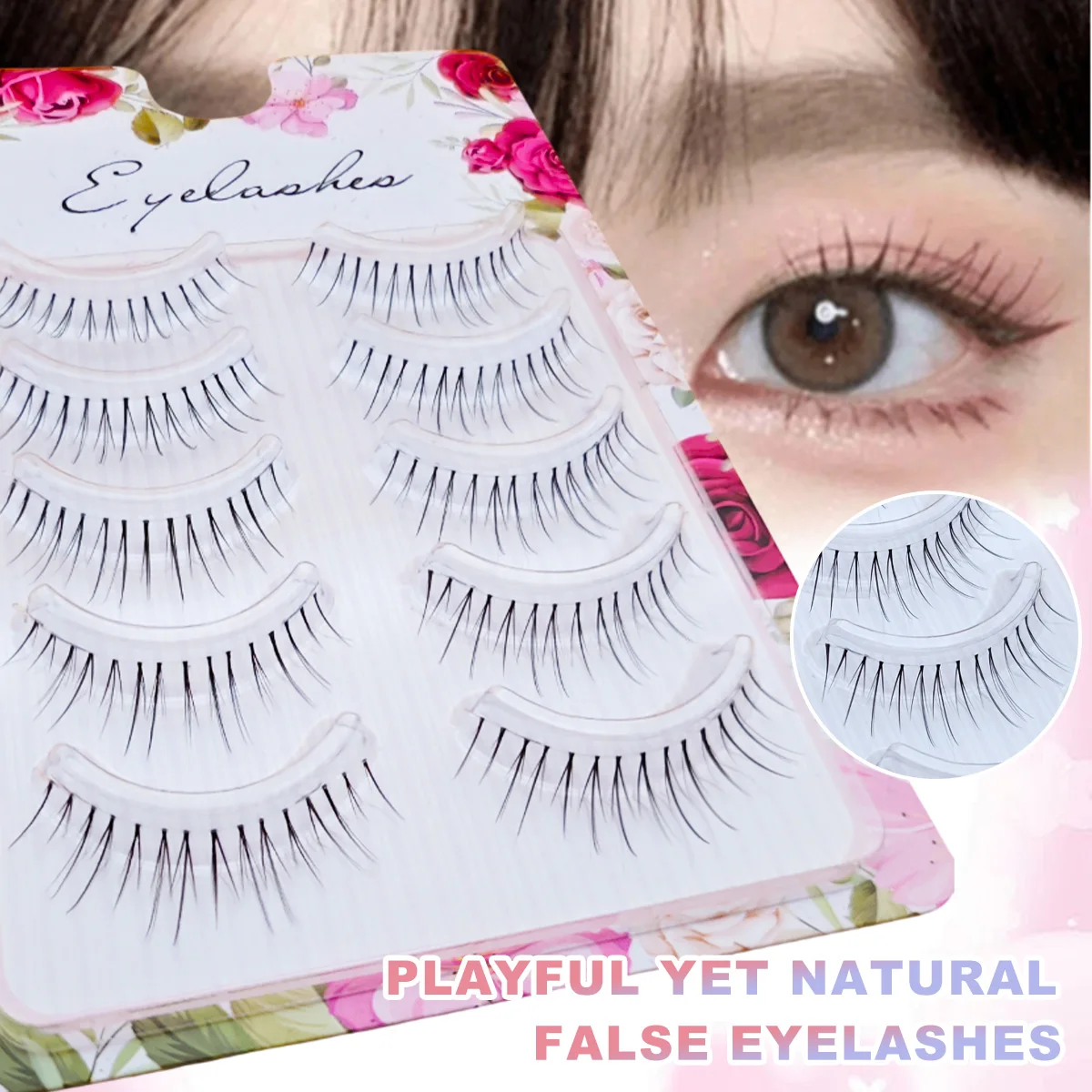 5 Pairs Natural False Eyelashes Ultra Light Airy Handmade Soft Extensions Easy Wear for Various Occasions Fake Lashes Makeup