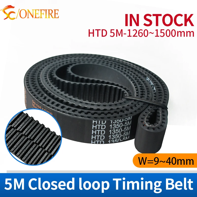 HTD 5M Timing Belt Length 1260mm to 1500mm 5M Rubber Belt Width 9~40mm for CNC Belt HTD5M Closed Loop Belts