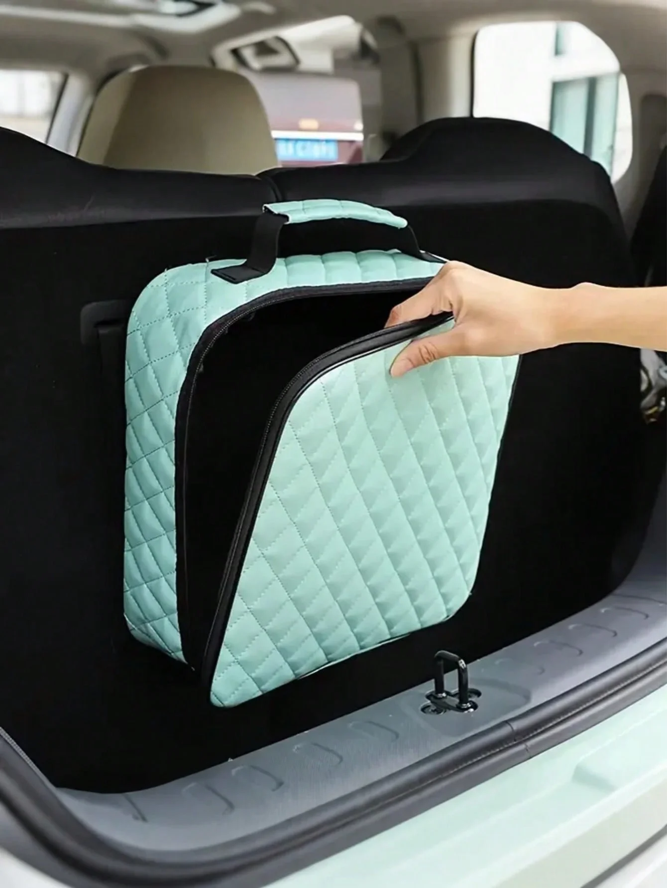 قطعة واحدة من منظم صندوق السيارة ذو السعة الكبيرة - مصنوع من نسيج مقاوم للماء ومقاوم للاهتراء ومخازن شواحن EV والكابلات والأدوات والتخييم #4