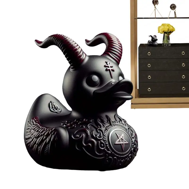 Gothic Devil Duck Doll For Car Dashboard Automobile Decoration Collectible Art Sculpture For Studio Home Study Room