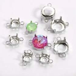 Round Rhinestone Frames Golden Color Claw With Hoops For Jewelry Making Copper Material Sewing Claws Fancy Stones Base Container