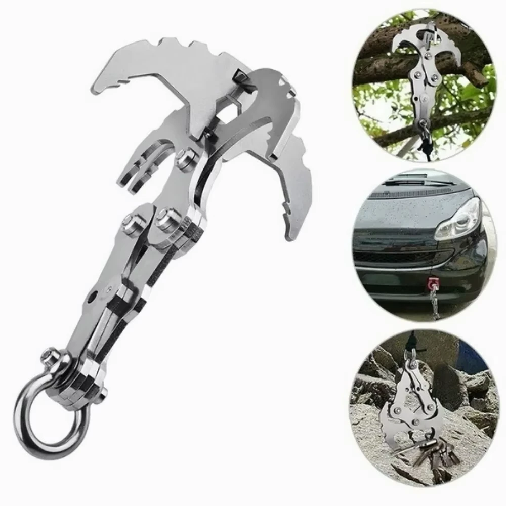 Folding Grappling Hook Multifunctional Stainless Steel Survival Outdoor Climbing Claw Carabiner Camping Gear Multitool Gear