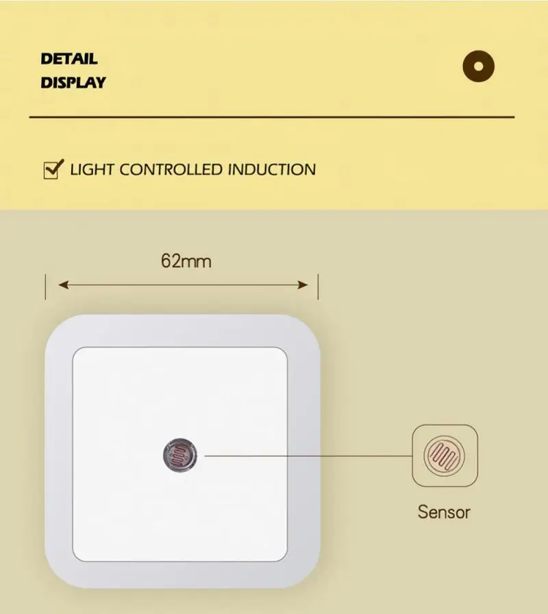 Intelligent Square LED Light Controlled Induction Lamp Bedroom Staircase Household Plug-in Energy-saving Sleep Light Night Light
