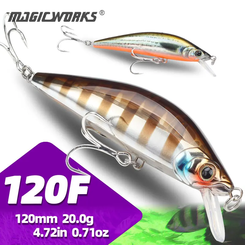 

Magic Works Fishing Lures Minnow 120mm 20g Sea Lure Hard Baits Floating Wobbler Bass Jerkbait Perch Minnow Artificial Bait Pike