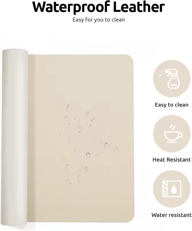 Large Mouse Pad,Office Desk Mat, Leather Desk Pad Protector, Non-Slip PU Leather Desk Blotter, Laptop Desk Pad - Image 4