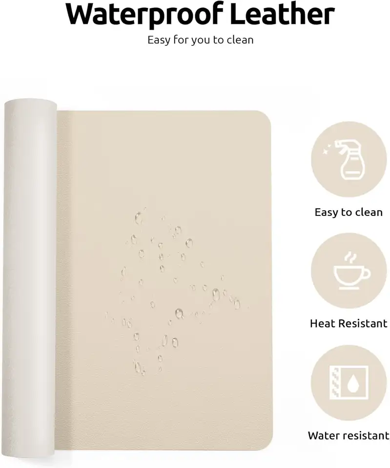 Large Mouse Pad,Office Desk Mat, Leather Desk Pad Protector, Non-Slip PU Leather Desk Blotter, Laptop Desk Pad - 4