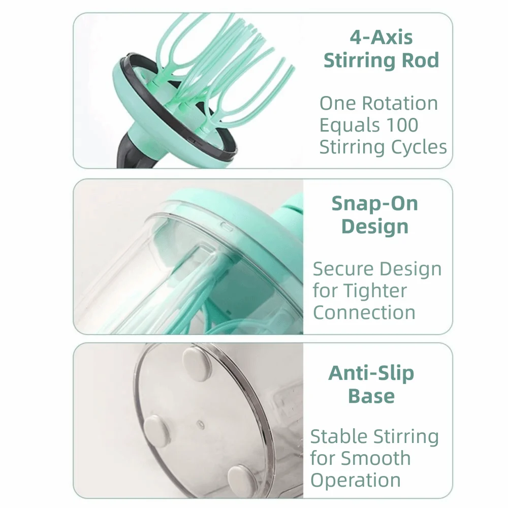 

Non-Slip Ergonomic Manual Whisk Rotary Handle Portable Semi-automatic Mixer Lightweight Handheld Hand Crank Beater