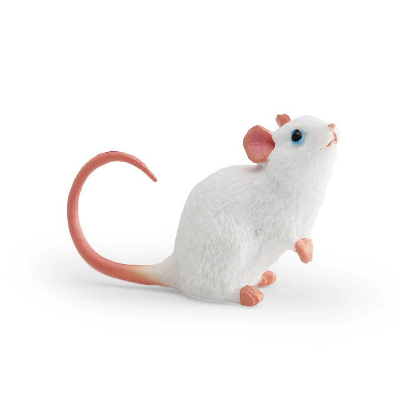 Cute White Mouse Simulation Model Mini Rat Figurine Desktop Home Decor Ornament