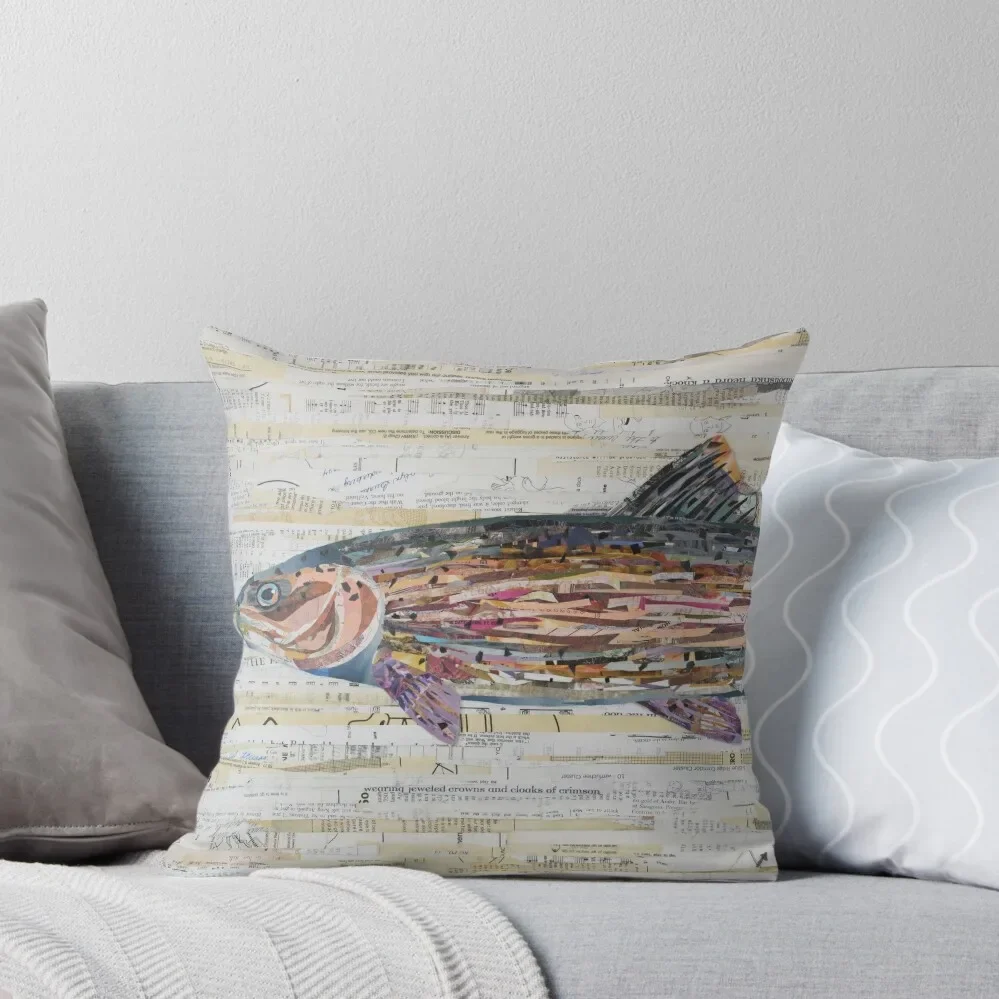 

Rainbow Trout Collage by C.E. White Throw Pillow Anime Sofa Cushions pillow