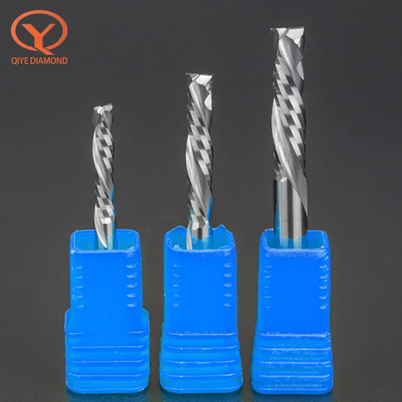 Up & Down-Duas Flautas Espiral Carbide Mill Ferramenta Cortadores para CNC Router, Compressão Madeira End Mill Bits, 3.175, 4, 5, 1Pc