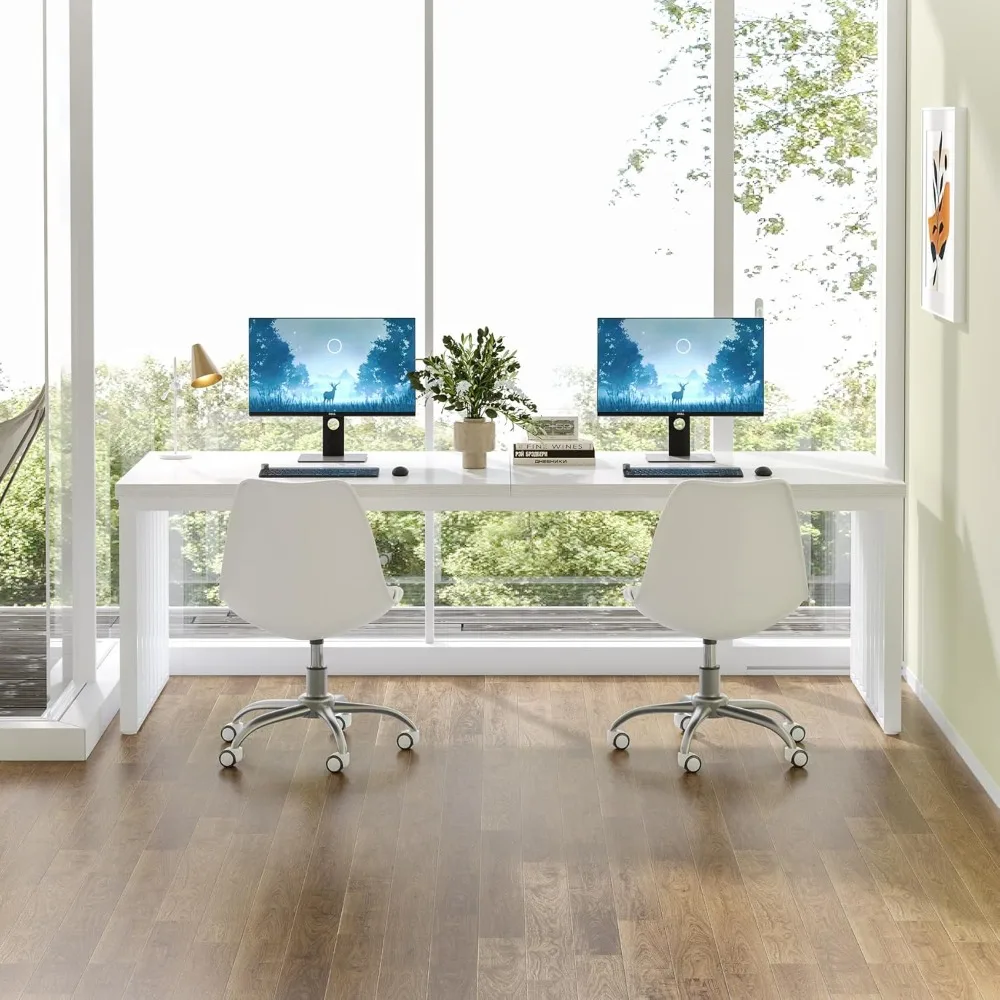 78.74" Extra Long Computer Desk 2 Person Desk, Double Long Table with Heavy Duty Metal Frame, Double Workstation Study Table fo