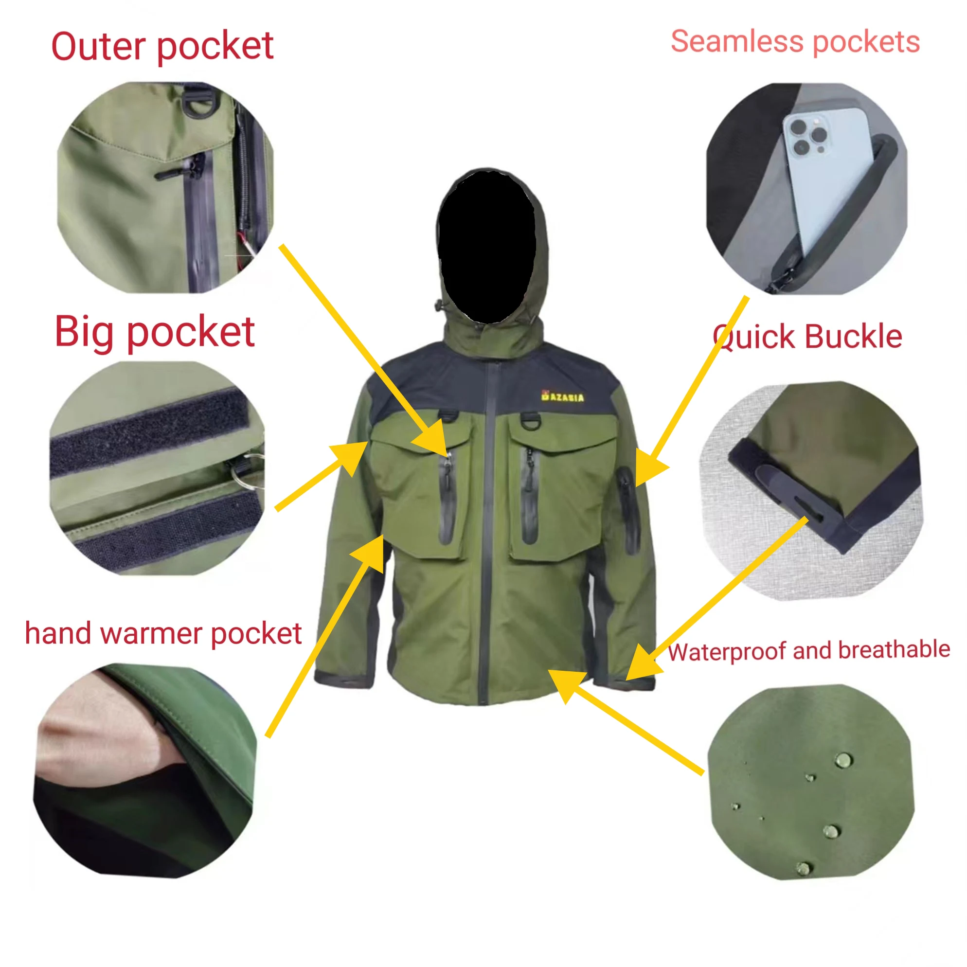 Imagem -03 - Cabolsa Impermeável Respirável Waders para Homens Roupas de Pesca Multi Bolsos Acessórios para Mola Pano de Camadas Novo