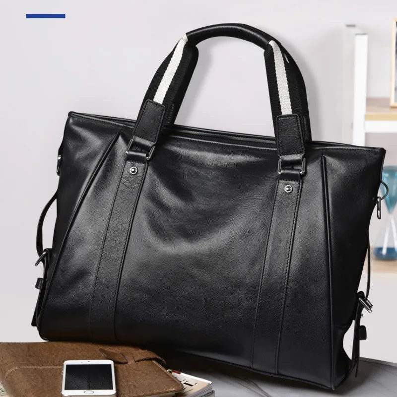 Borsa a tracolla autentica Borse da uomo in pelle Borsa per laptop stile orizzontale Viaggio d'affari da uomo Valigetta di grande capacità Sacoche Homme