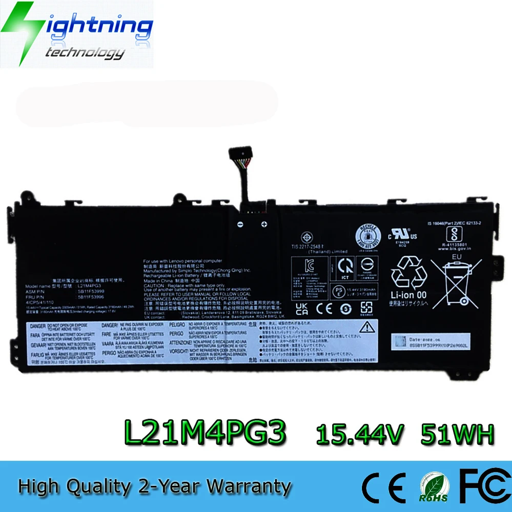 

L21M4PG3 5B11F53996 Genuine 51Wh Battery For Lenovo 13w Yoga Gen 2 82YR 82S1