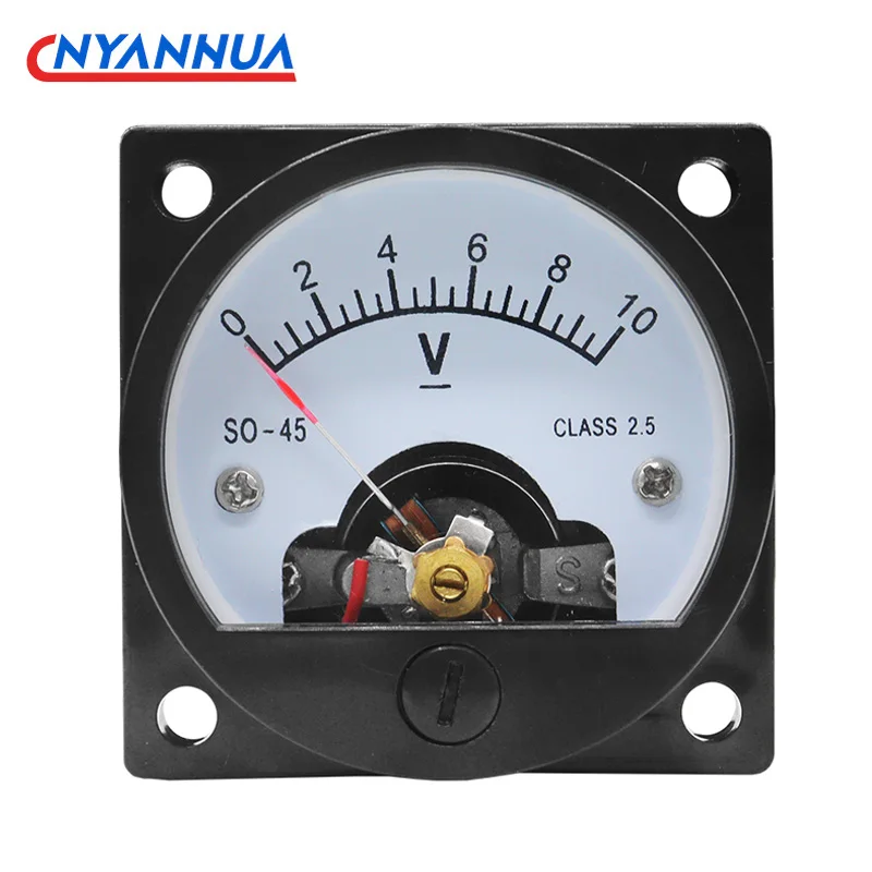 SO45-V Pointer Round Type DC Voltmeter 5V 10V 15V 20V 25V 30V 50V 47*47mm  Mechanical DC Meter