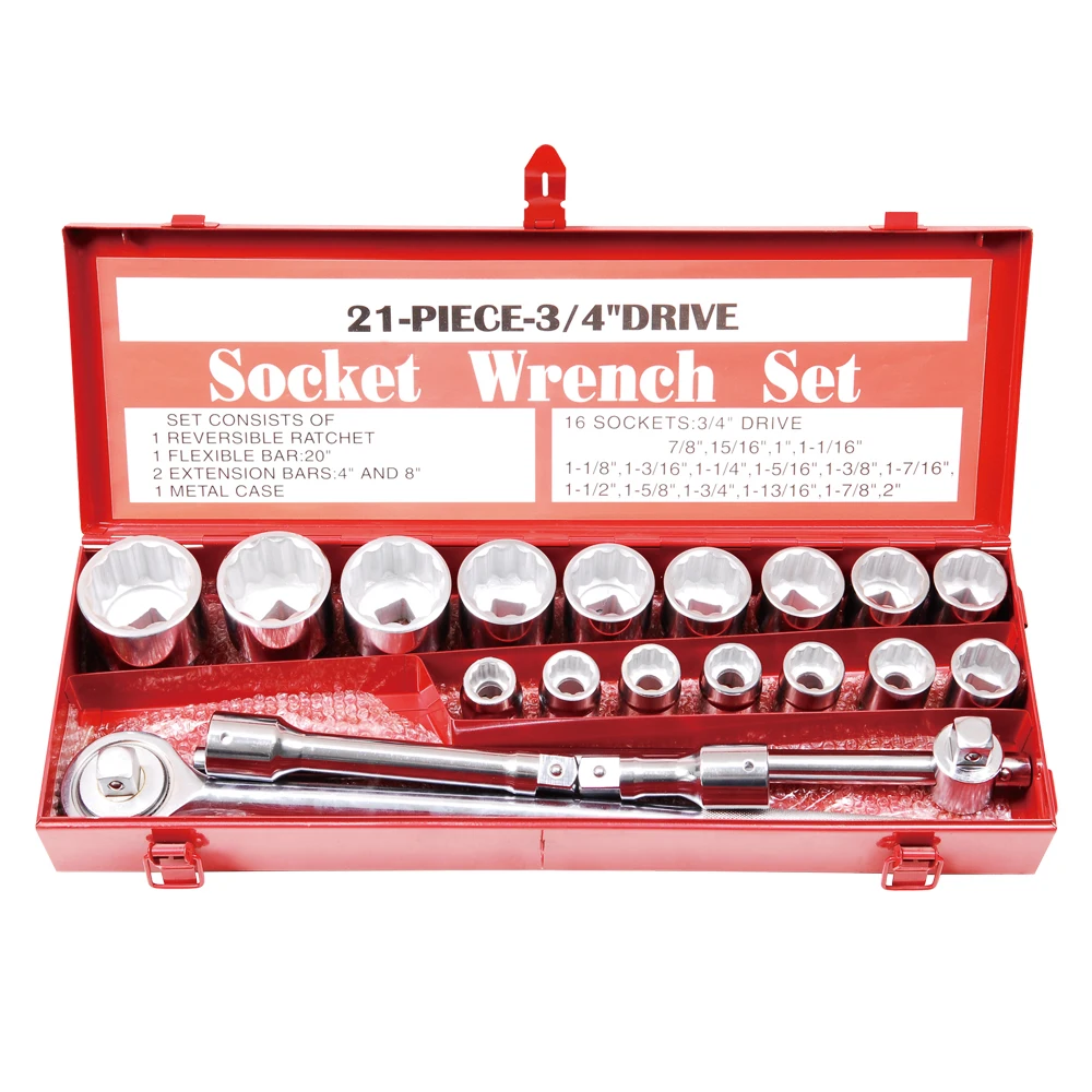 27pcs Manufacturer 14 pieces Heavy Duty Socket Wrench Tools Kit 21 pcs 3/4\