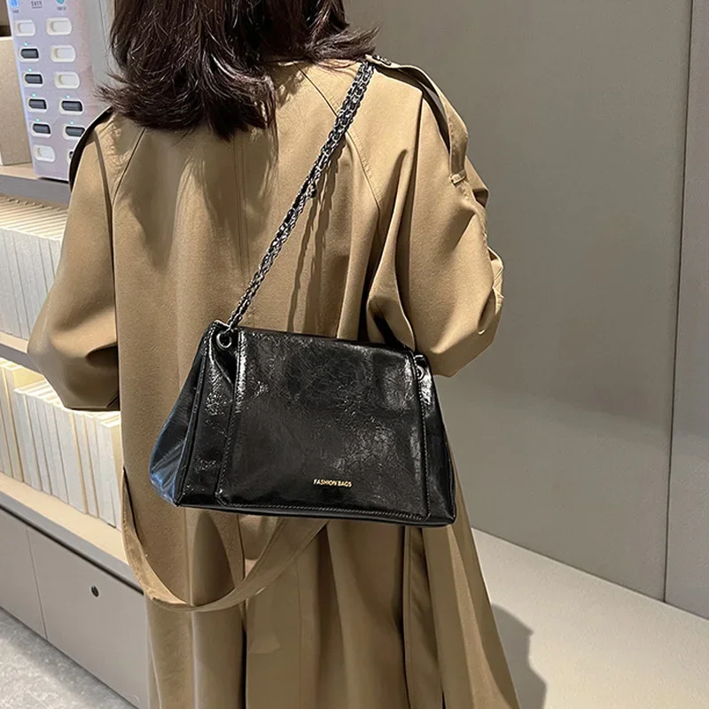 2023 New Vintage Shoulder Bag Large Capacity Fashion Crossbody Bags For Women Solid Pu Leather Ladies Handbags