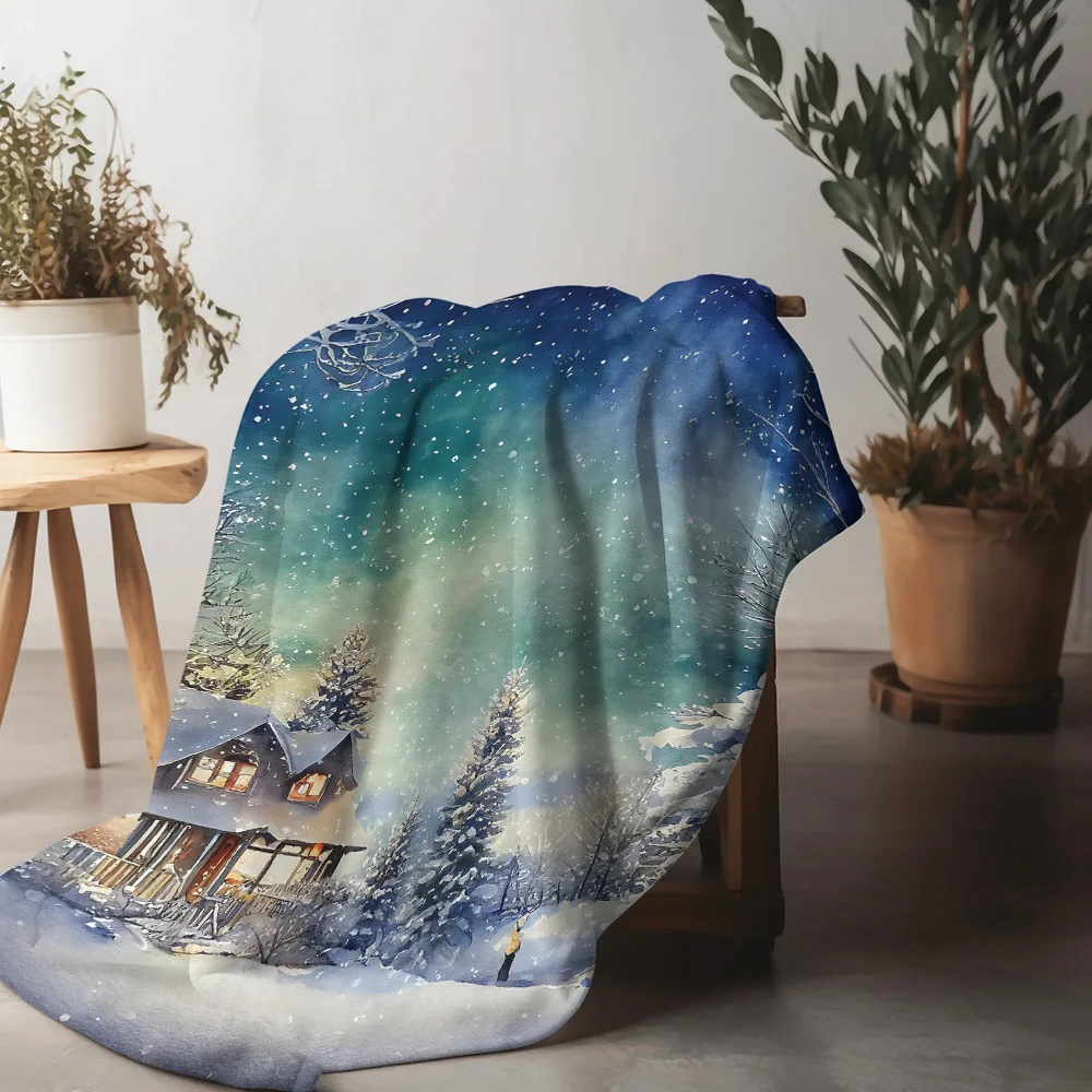 

Tuniu Winter Forest Landscape Fleece Blanket Sofa Bed Room Decoration Gift