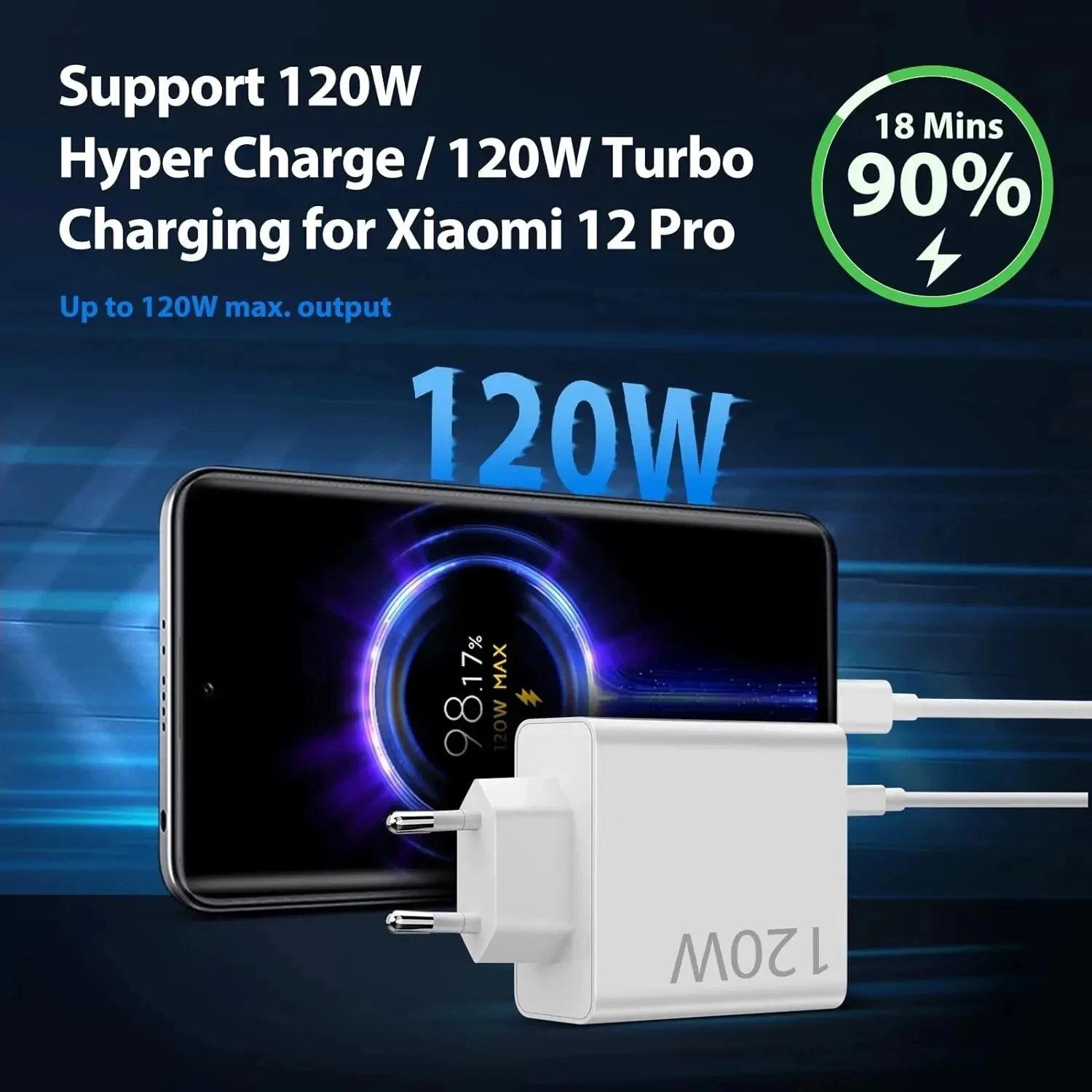 120W EU Fast USB Wall Charger For Xiaomi 12 13 14 15 17 Pro Redmi Note 11 12 13 14 POCO X6 X7 X8 Pro Type C Turbo Charging Cable