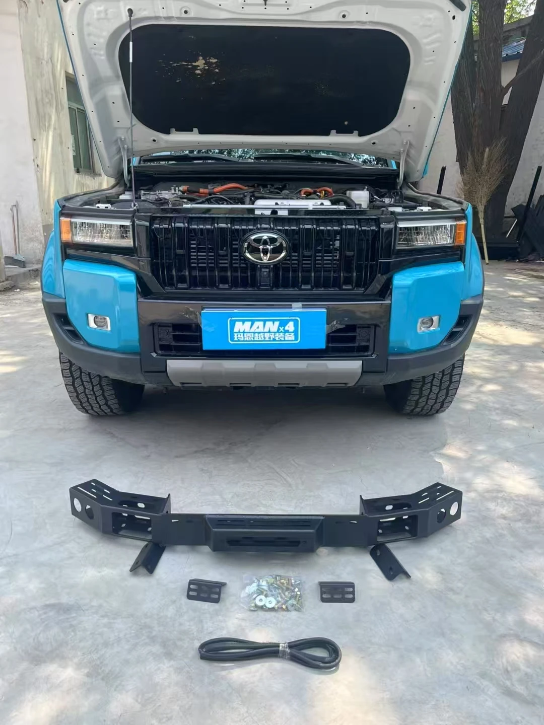 MANx4 المصد الأمامي الصلب ونش المصد الثور بار لـ Prado LC250 FJ250 #4