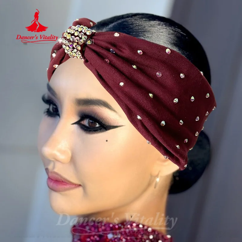 

Latin Dance Performance Accessories Women's Senior AB Stones Elastic Headband Adults and Child Modern Dance Competition Headwear