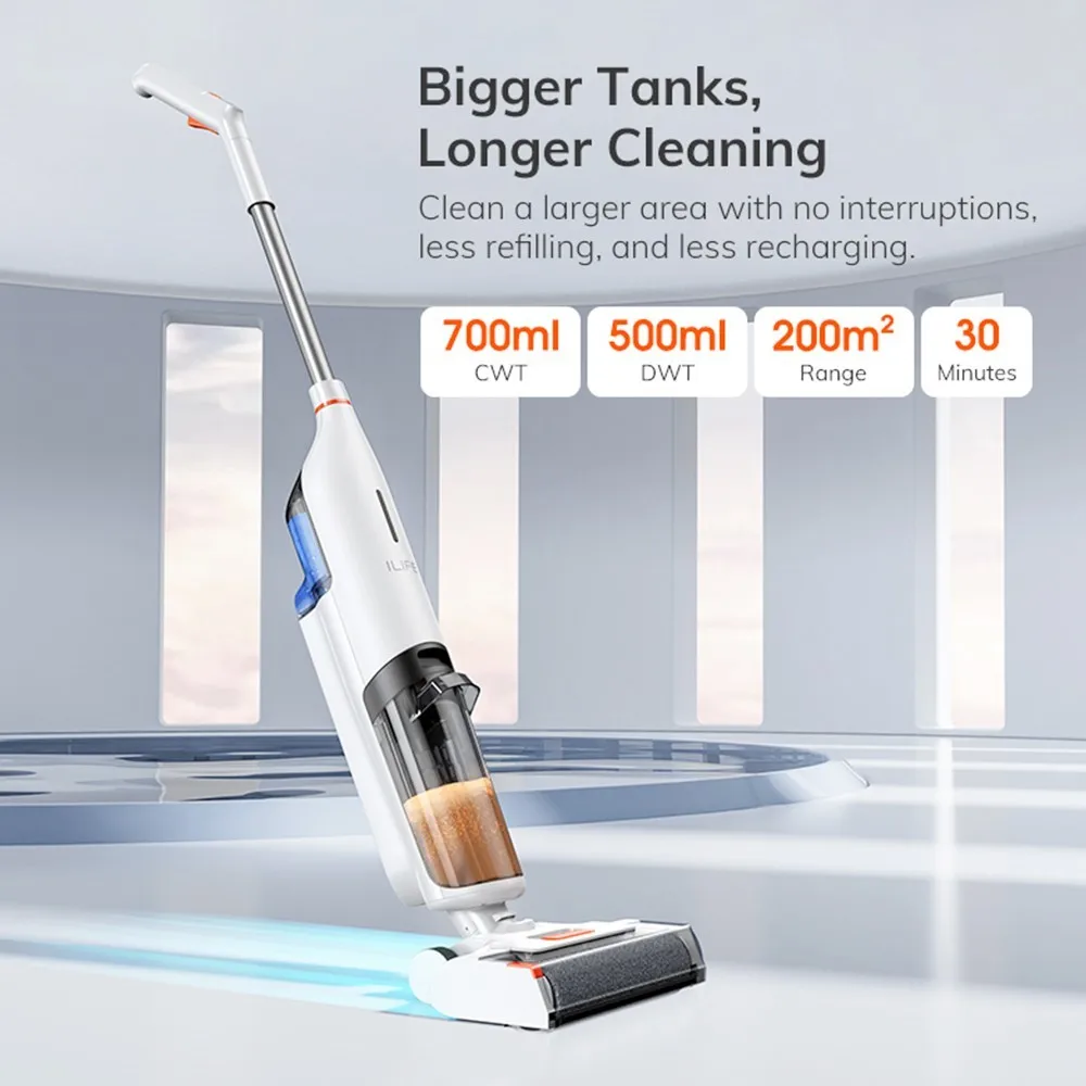 ILIFE W90 Cordless Wet Dry Vacuum Cleaner 3 in 1 Vacuum Mop and Wash SelfCleaning 700ml Water Tank 30Mins Runtime Voice Reminder