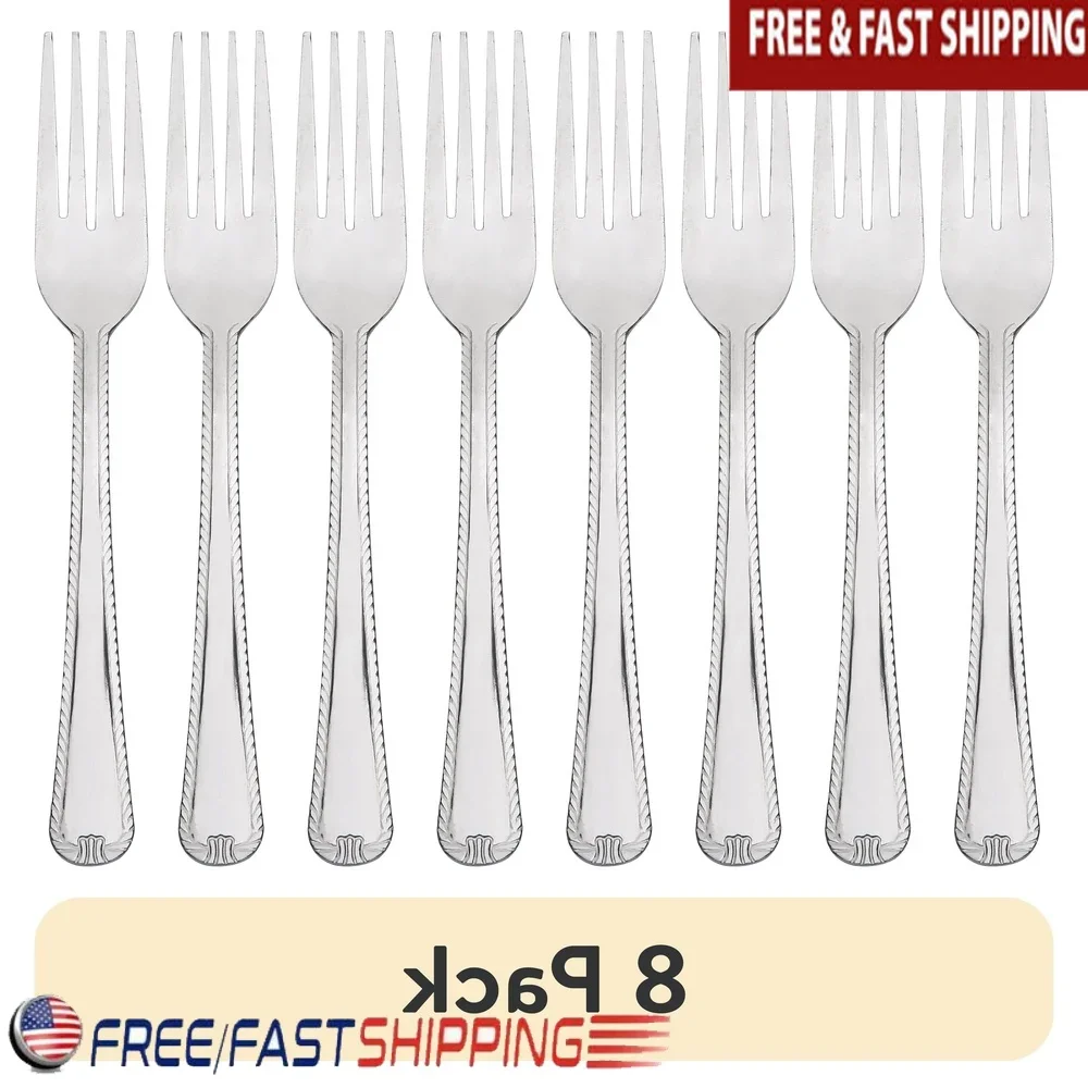 

Набор посуды из нержавеющей стали, 4 шт., серебряные кружевные обеденные вилки, эргономичная, безопасная в посудомоечной машине, прочная кухонная утварь