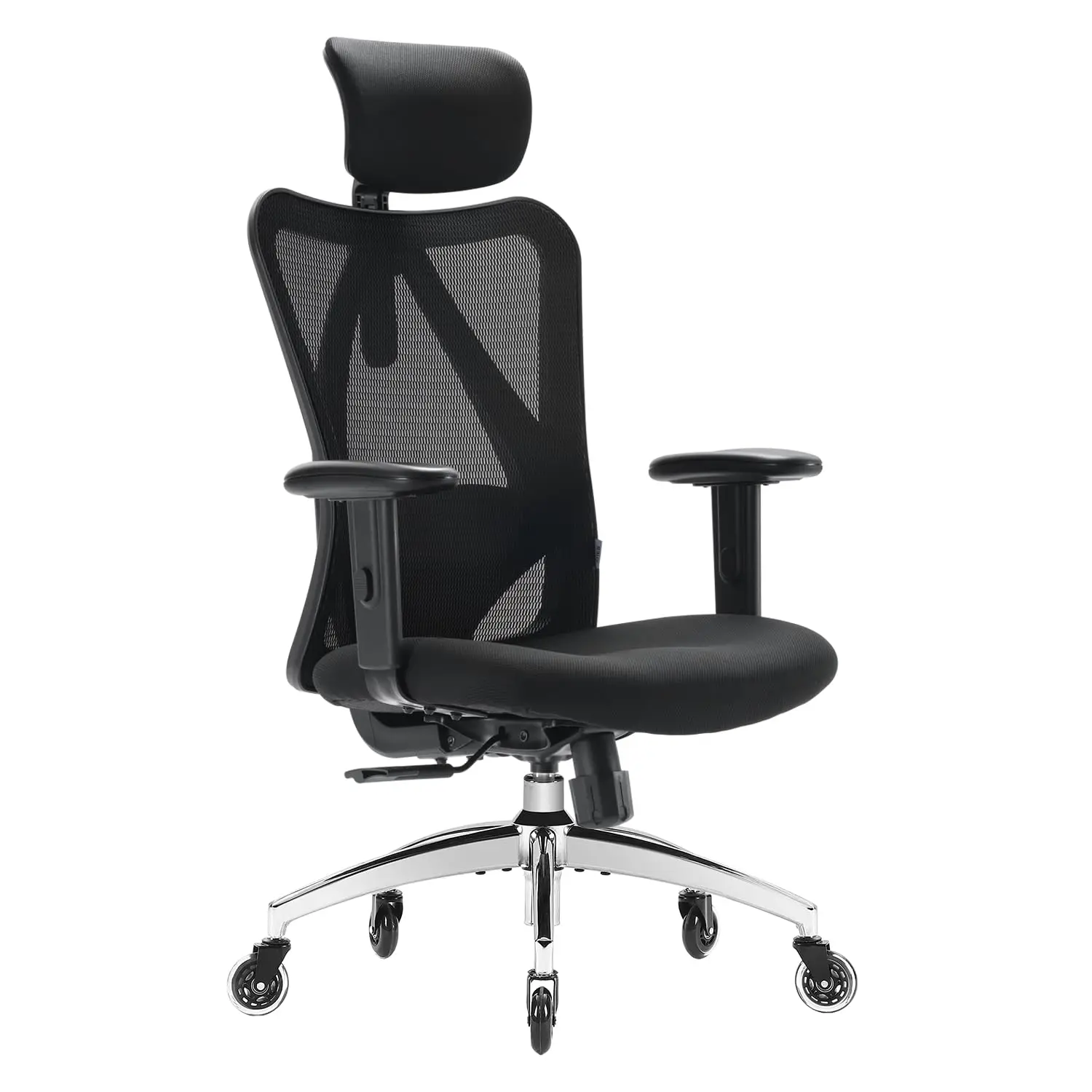 Ergonomic Office Chair, Mesh Computer Desk Chair with Adjustable Sponge Lumbar Support, Thick Cushion, PU Armrest, Customized