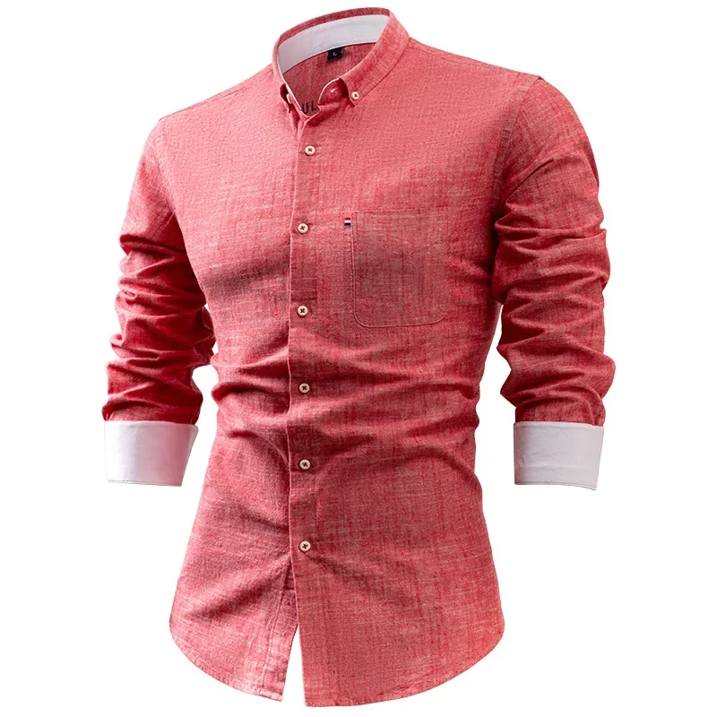 2025 Spring Fall New Cotton and Linen Shirts Men,breathable Moisture Wicking  Long-sleeved Casual Mens Shirt  Camisas De Hombre