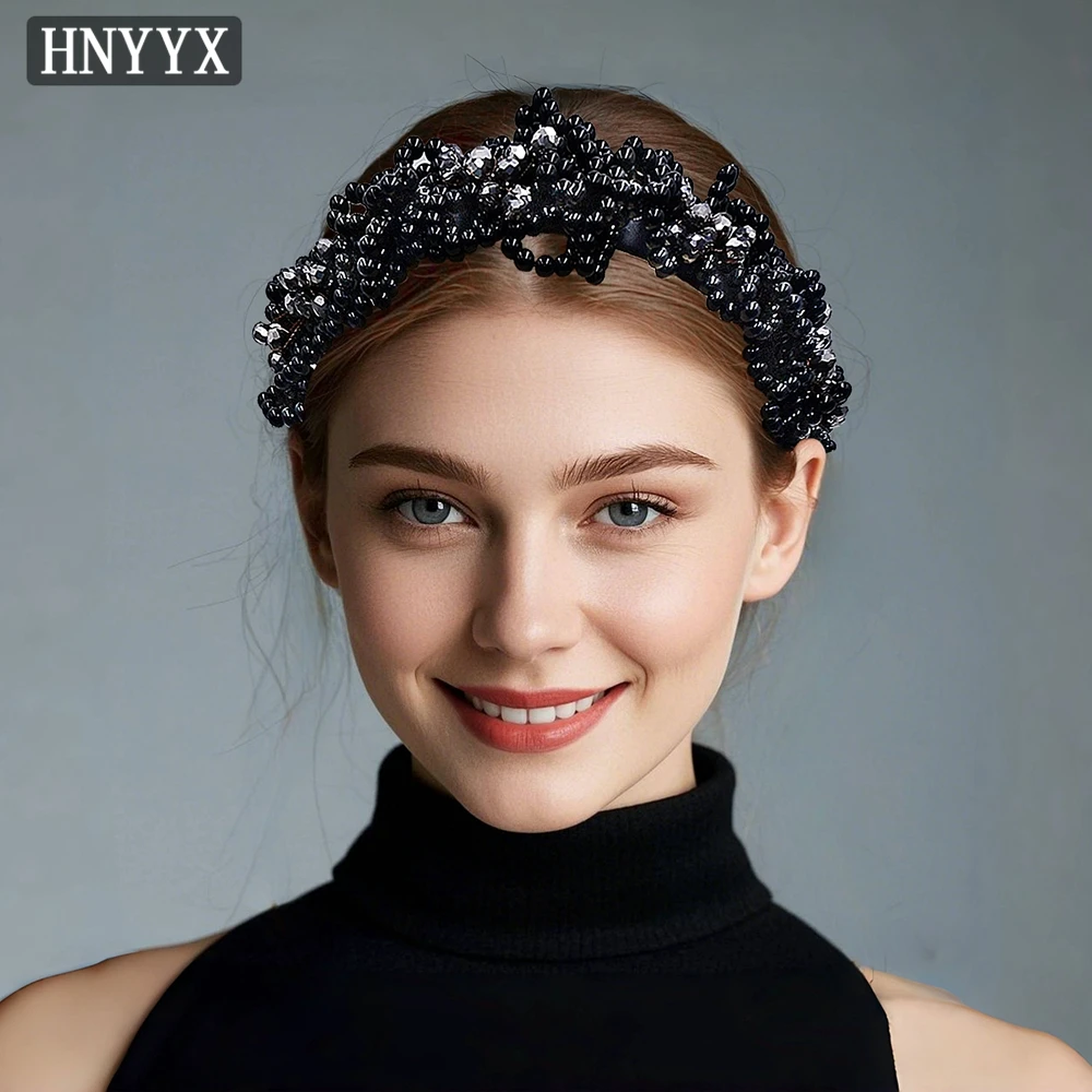 

YouLaPan Bridal Weddings Black Headdress Handmade Beaded European And American Style Ladies' Everyday Party Ball Headdress YXA15