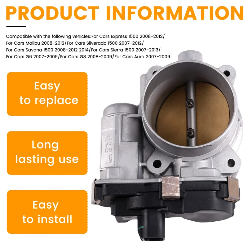 

Ingenious-12615503 Car Throttle Body For Malibu Silverado GMC Sierra Pontiac G6 G8 2007-2014 12595829 12618735 217-315