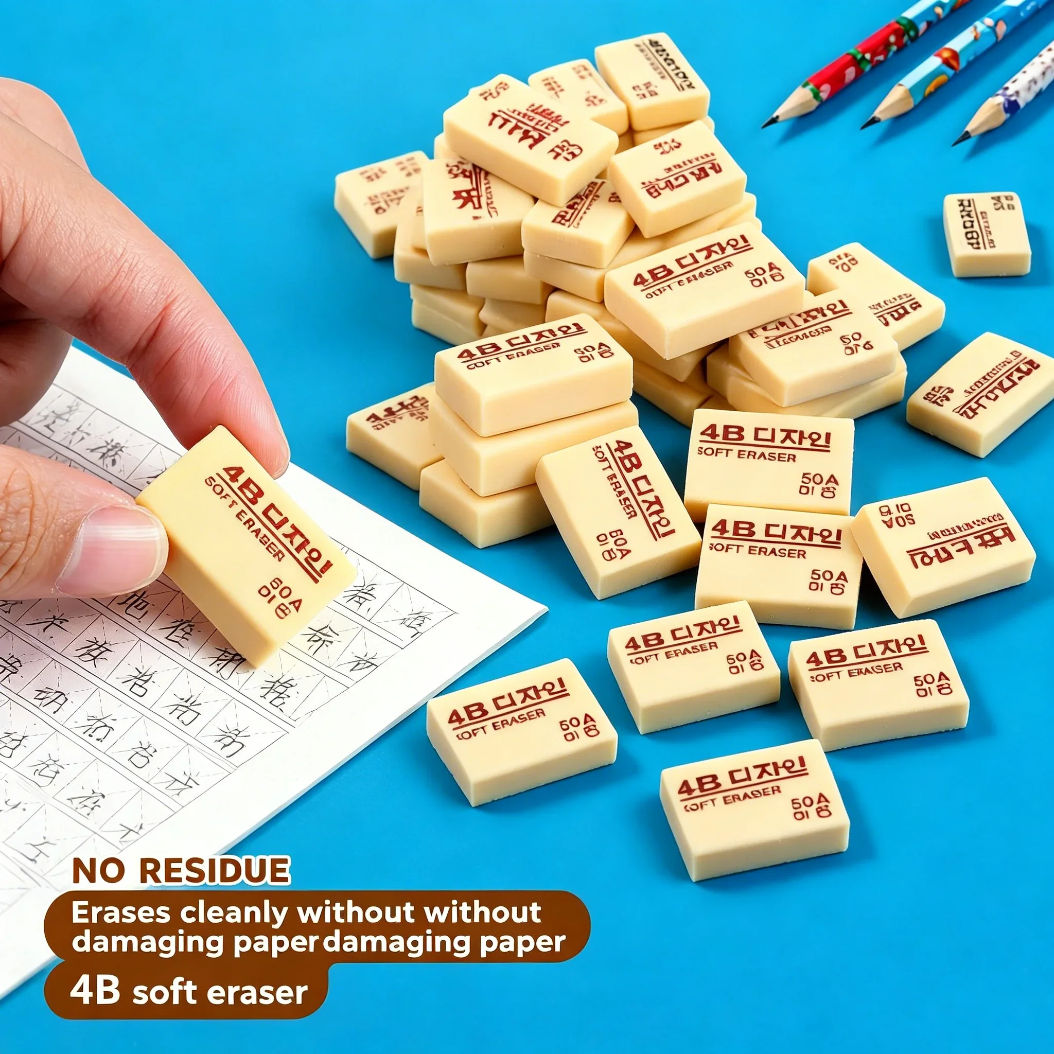 1/30PCS 4B Yellow Small 50A Eraser Student Correction Tool Soft Rubber Eraser Wiping Tool Home Office School Stationery Supplies