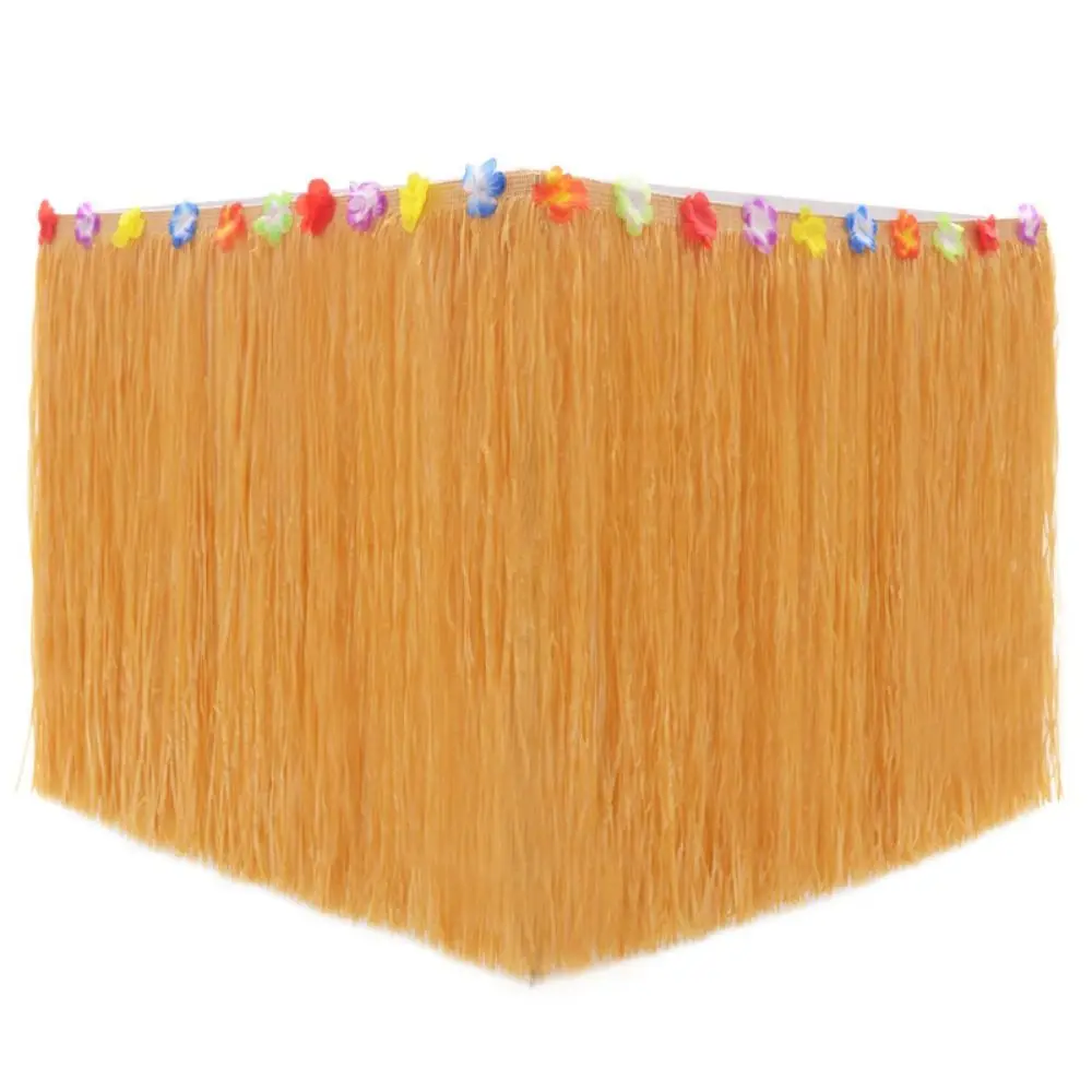 Straw Color Grass Tablecloth Lightweight Multi-functional Straw Table Skirt Flower Design Party Decoration