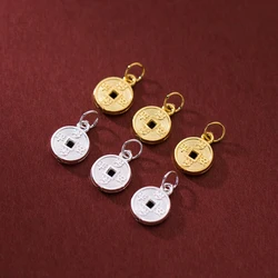 925 Silver Charms Round Coin Pendant Charms DIY Pendant Necklace Accessries Jewelry Silver 925