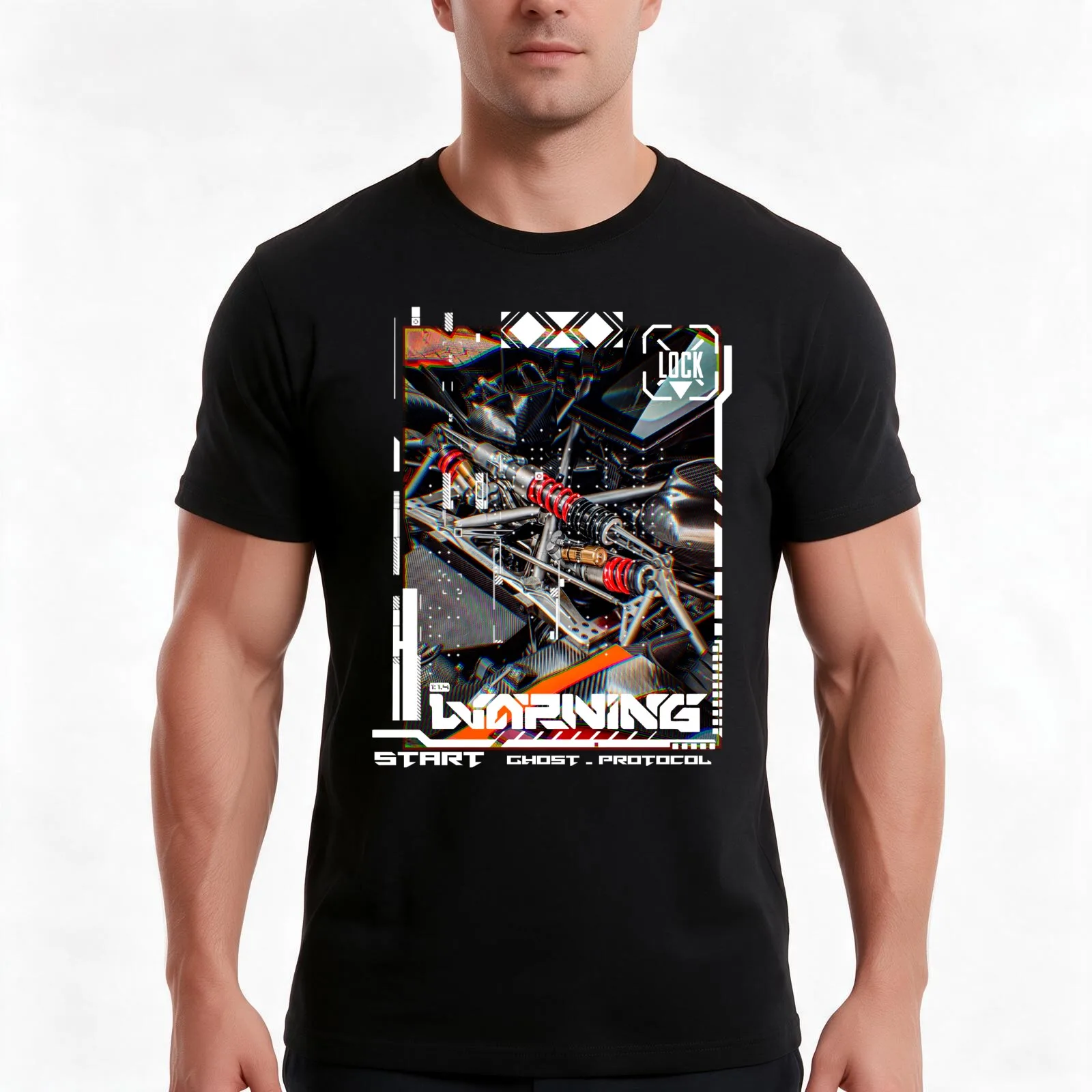 Ghost-Protocol T-Shirt Summer Casual Cotton Tee Oversized Streetwear Tops Vintage Graphic Print Loose Fit Short Sleeve