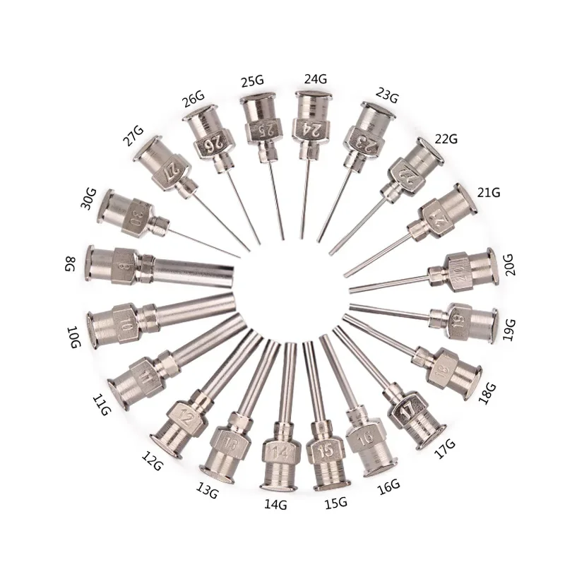 0.5 inch stainless steel needle 12 pieces/1 box 8G to 19G direct pin stainless steel needle tip gluing machine accessories