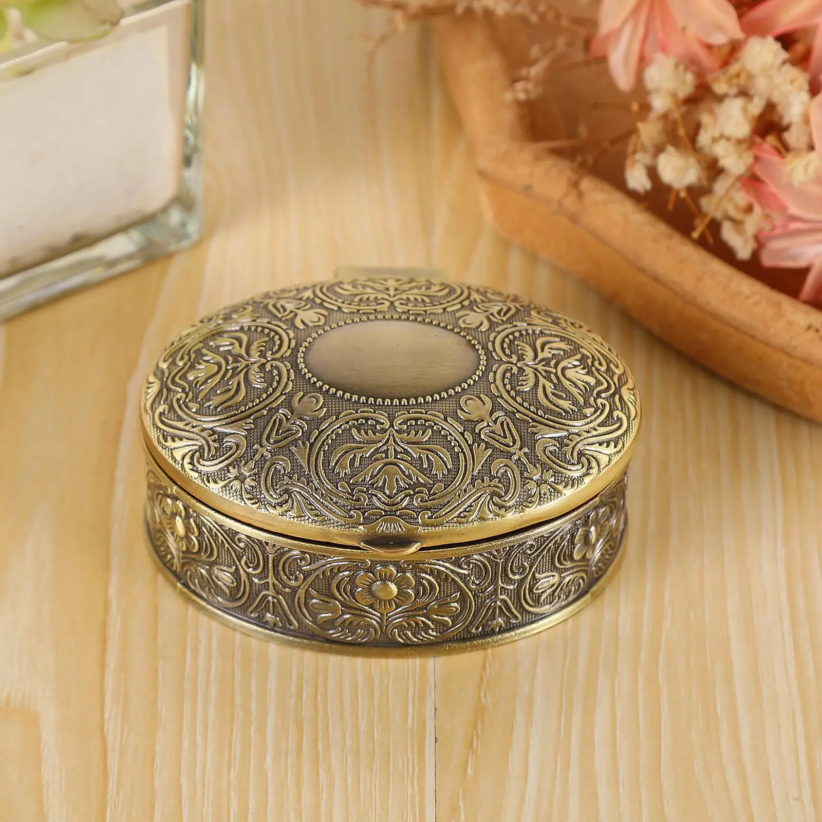 

Jewelry Box Zinc Alloy Portable Oval Shape Large Capacity Gifts Versatile Storage Case Holder Display Box for Earrings Women