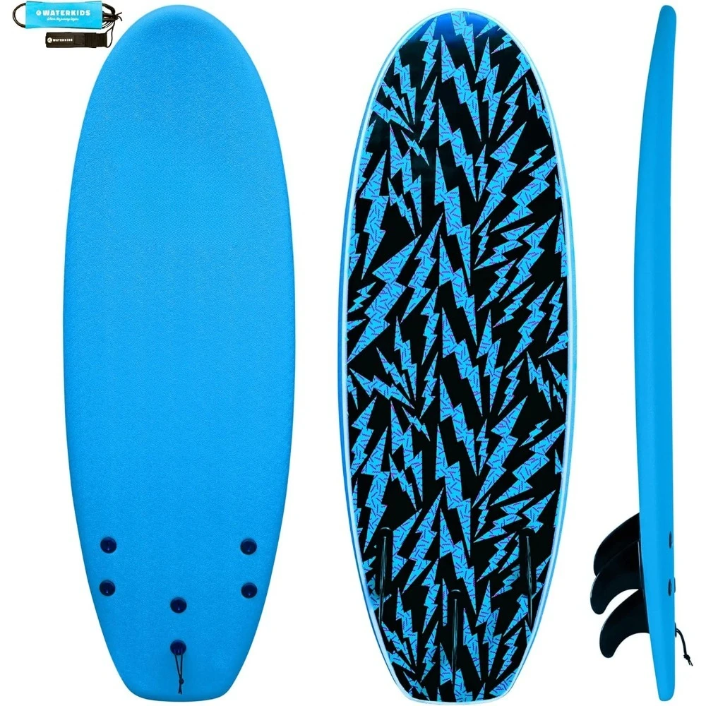 

4'10 Kids Surfboard & Leash, Perfect for Learning How to Surf, Made for Kids, Soft Top Surfboard for Beginners with Foam Core