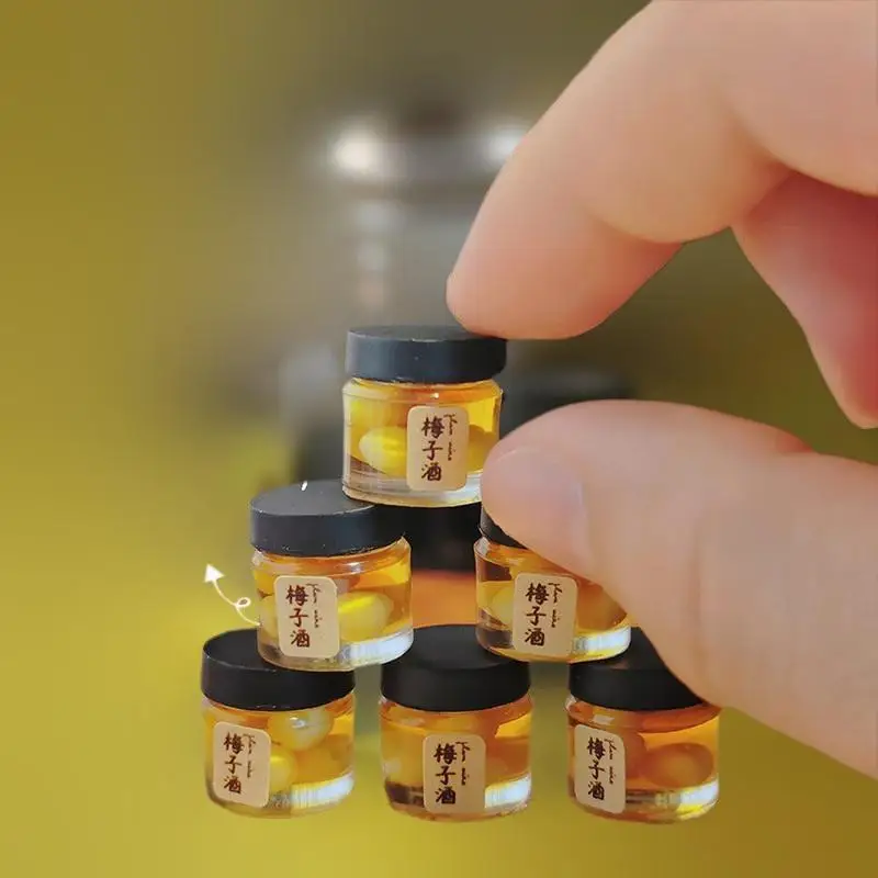 1/12 Dollhouse Miniature DIY ชุดครัว: ขวดไวน์ผลไม้และแกล้งทําเป็นเล่นของเล่นอาหาร